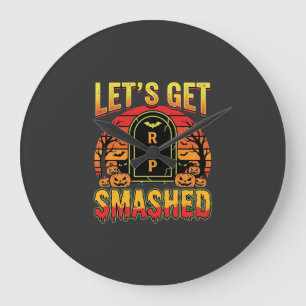 Laten We Halloween Pompoen Kerkhof Tot Grond Stamp Grote Klok