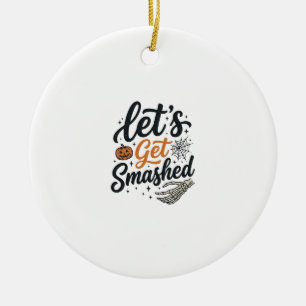 Laten we Halloween Pompoen Vernielen Keramisch Ornament
