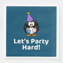 Laten we hard feesten! Pinguïn Grappig Verjaardags