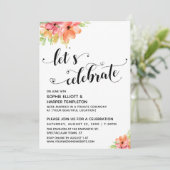 Laten we Harten Vieren Bloemenscript Ontvangst Kaart (Staand voorkant)