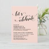 Laten we Hartjes Blush Roze Ontvangst Feest Vieren Kaart (Staand voorkant)
