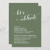 Laten we Hartjes Ontvangst Vieren Script Olijf Kaart (Voorkant / Achterkant)