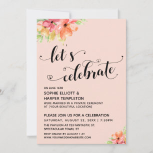 Laten we Hartjes Vieren Script Bloemen Blozend Roz Kaart