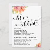 Laten we Hartjes Vieren Script Bloemen Receptie Kaart (Voorkant)