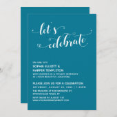 Laten we Hartjes Vieren Script Teal Ontvangst Kaart (Voorkant / Achterkant)