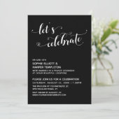 Laten we Hartjes Vieren Script Zwart Reception Kaart (Staand voorkant)