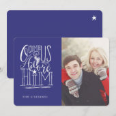 Laten we hem 5x7 aanbidden Kerstfoto Wenskaart Feestdagenkaart (Voorkant / Achterkant)