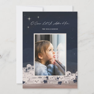 Laten we hem aanbidden Bethlehem religieuze Kerstm Feestdagenkaart