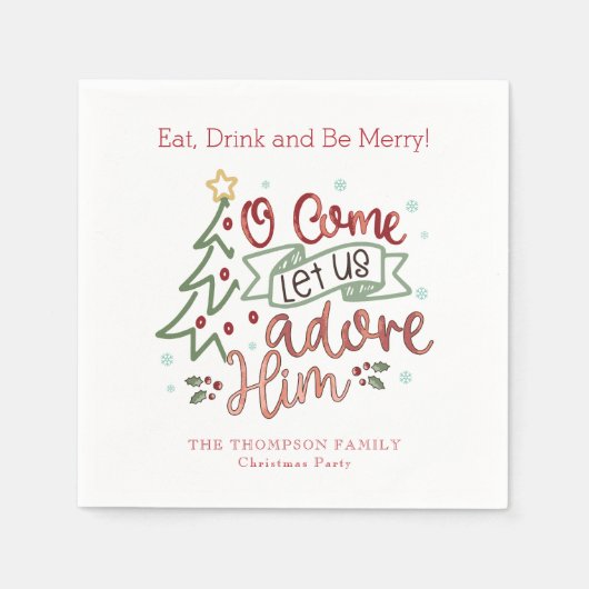 Laten we hem aanbidden met Kerstmis Servet (Voorkant)