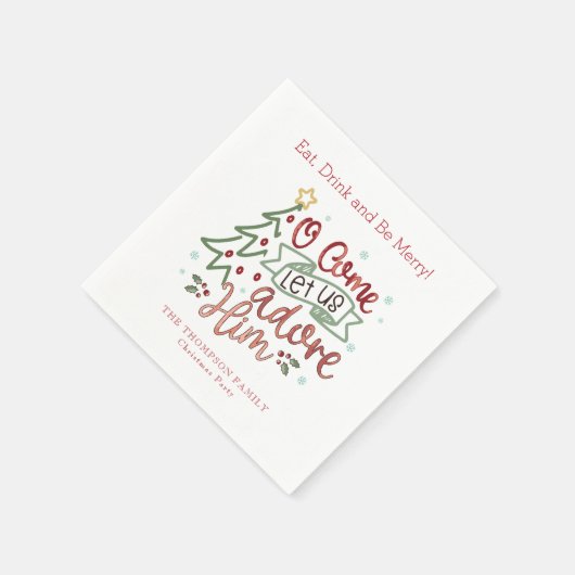 Laten we hem aanbidden met Kerstmis Servet (Hoek)