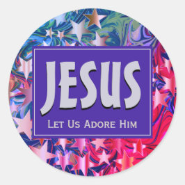 LATEN WE HEM Jezus Kerstmis vertellen Ronde Sticker