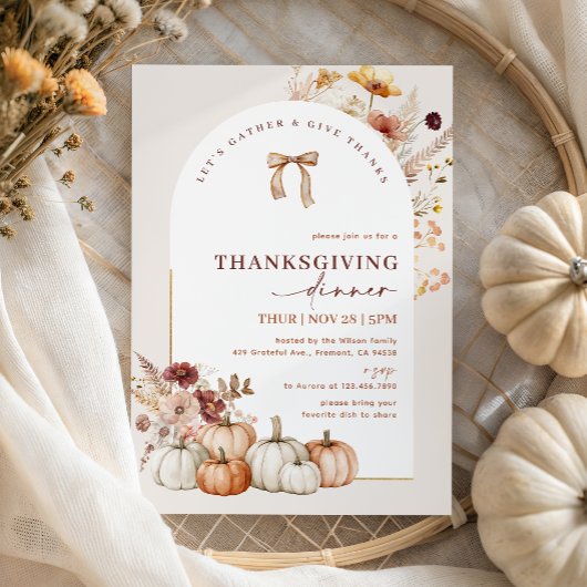 Laten we Herfst Arch Floral Thanksgiving Dinner ve Kaart
