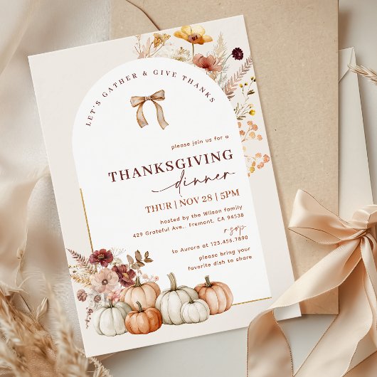 Laten we Herfst Arch Floral Thanksgiving Dinner ve Kaart