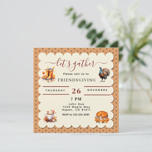 Laten we Herfst Friendsgiving Thanksgiving verzame Kaart (Staand voorkant)