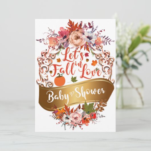 Laten we Herfsten in de liefde Herfst Bloemen BABY Kaart (Staand voorkant)
