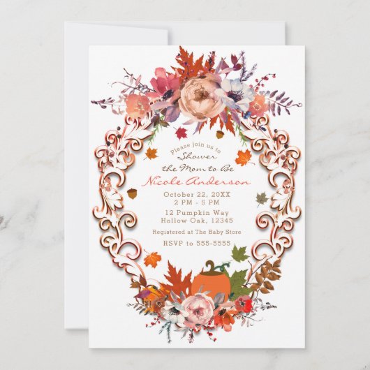 Laten we Herfsten in de liefde Herfst Bloemen BABY Kaart (Achterkant)