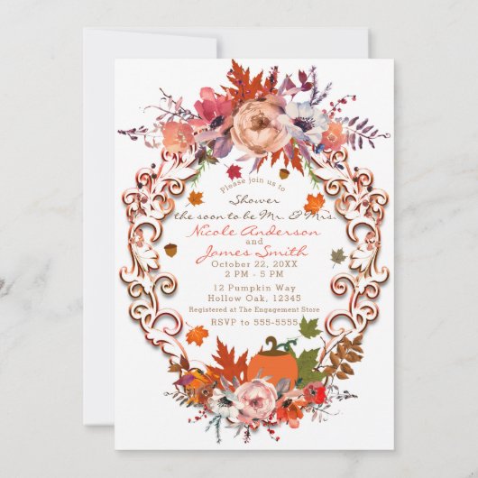 Laten we Herfsten in de liefde herfstbloemendouche Kaart (Achterkant)