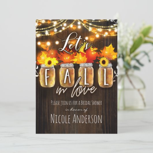 Laten we Herfsten in Liefde Herfst Bladeren & Lich Kaart (Staand voorkant)