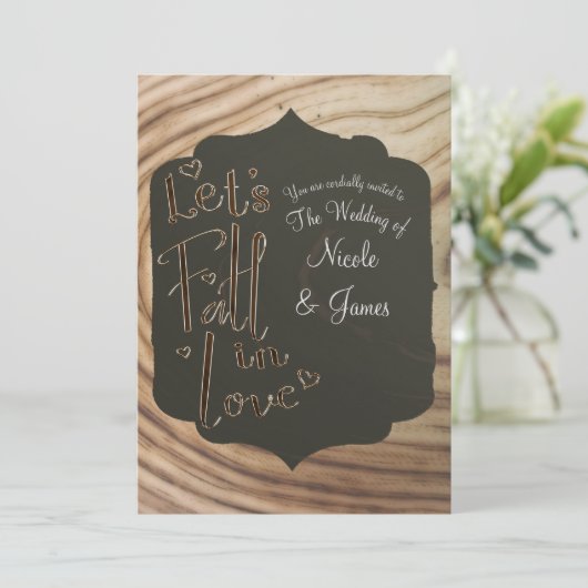 Laten we Herfsten in Liefde Rustiek Hout Minimal W Kaart (Staand voorkant)