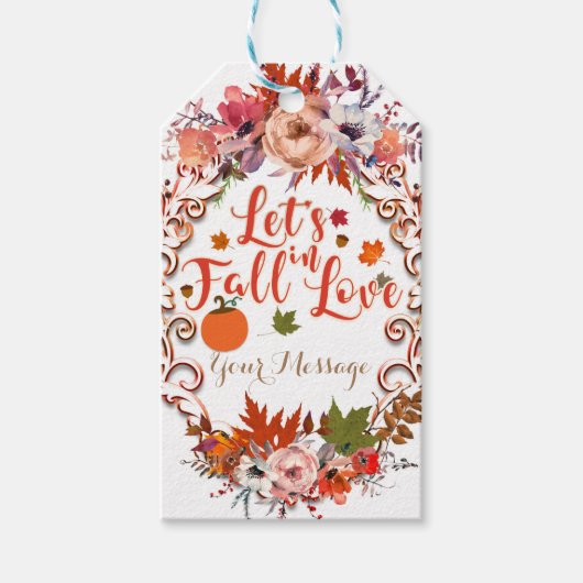 Laten we Herfsten in liefdesherfst Floral Wedding  Cadeaulabel (Voorkant)