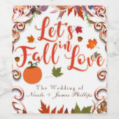 Laten we Herfsten in Love Autumn Floral Elegant Wi Wijn Etiket (Enkel label)