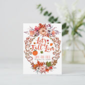Laten we Herfsten In Love Autumn Floral Save the D Aankondigingskaart (Staand voorkant)