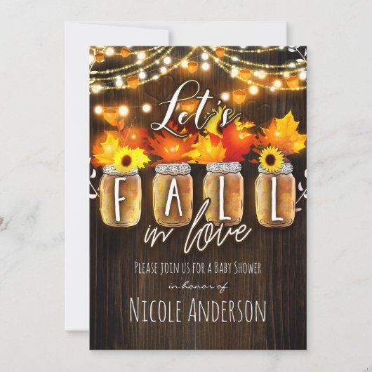 Laten we Herfsten in Love Leaves & Lights Baby sho Kaart (Voorkant)