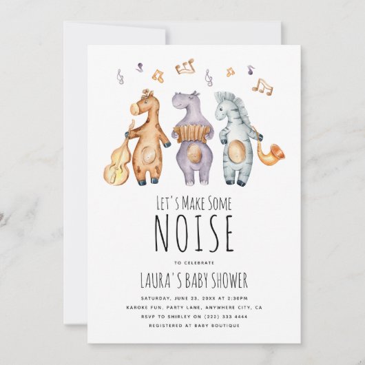 Laten we herrie maken Afrikaanse dieren Baby Showe Kaart (Voorkant)