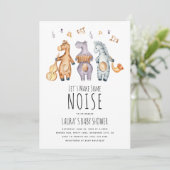 Laten we herrie maken Afrikaanse dieren Baby Showe Kaart (Staand voorkant)