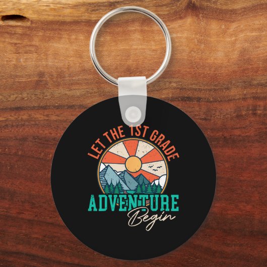 Laten we het 1e klas avontuur beginnen plezier ter sleutelhanger (Voorkant)