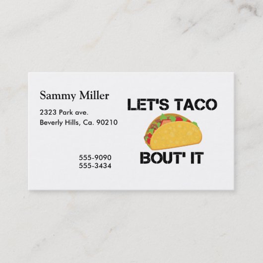 Laten we het aan Taco overhandigen Visitekaartje (Voorkant)