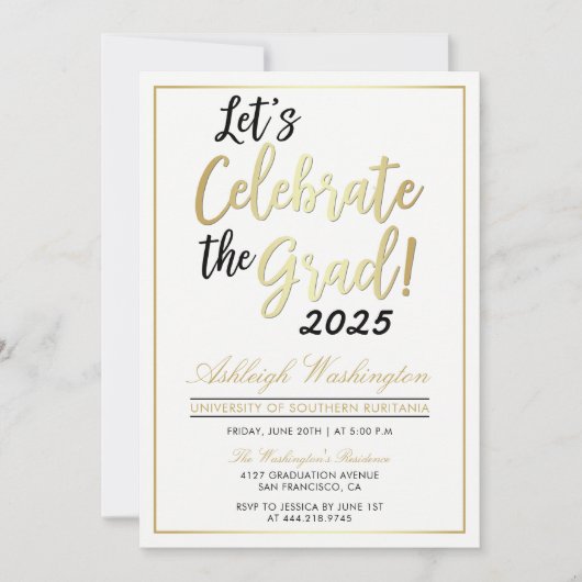 Laten we het Afstudeerder vieren! | Goudwit Afstud Kaart (Voorkant)