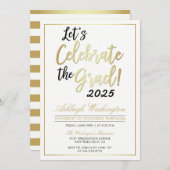 Laten we het Afstudeerder vieren! | Goudwit Afstud Kaart (Voorkant / Achterkant)