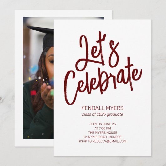 Laten we het Afstudeerder vieren met foto Kaart (Voorkant / Achterkant)