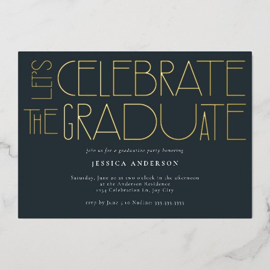 Laten we het Afstuderen 2023 oude Afstuderen viere Folie Uitnodiging (Voorkant)