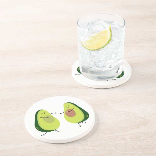 LATEN WE HET AVOCUDDLE, AVOCADO-ONTWERP VERMIJDEN ZANDSTEEN ONDERZETTER (Zijkant)