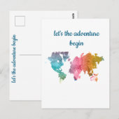 Laten we het avontuur beginnen met een kleurrijke briefkaart (Voorkant / Achterkant)