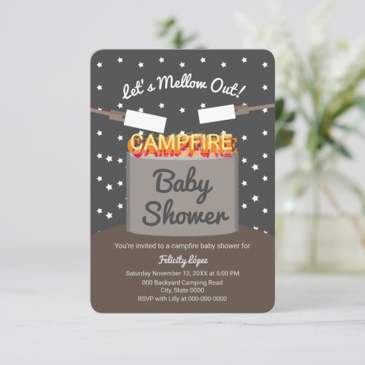 Laten we het Baby shower van de Campfire van Marsh Kaart (Staand voorkant)