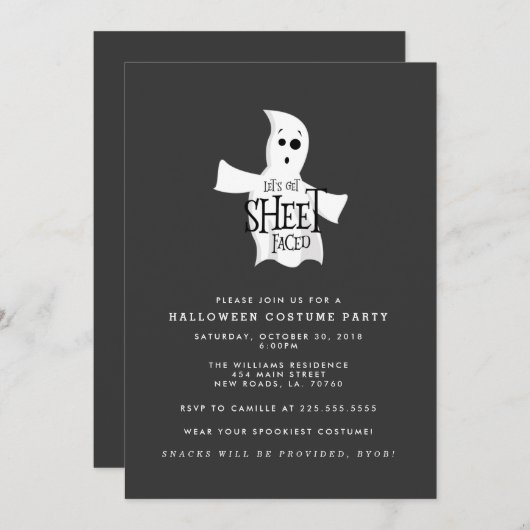 Laten we het blad voor Halloween Costume Party hal Kaart (Voorkant / Achterkant)