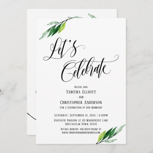 Laten we het bloeiende Manuscript en Greenery vier Kaart (Voorkant / Achterkant)