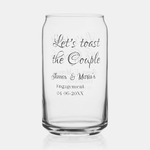 Laten we het bruidspaar toasten verlovingsfeest na blikvorm glas