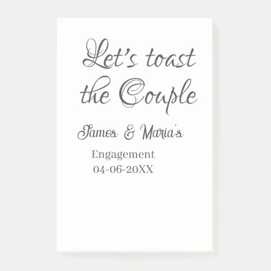 Laten we het bruidspaar toasten verlovingsfeest na post-it® notes (Voorkant)
