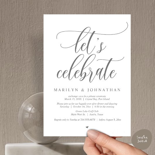 Laten we het bruiloft-elopement-diner vieren kaart