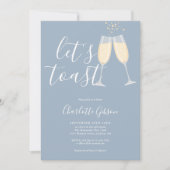 Laten we het Bruiloftsfeest Script Stof Blauw Toas Kaart (Voorkant)