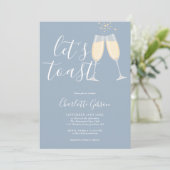 Laten we het Bruiloftsfeest Script Stof Blauw Toas Kaart (Staand voorkant)