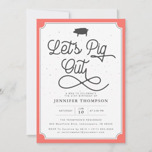 Laten we het Coral Navy BBQ-verjaardagsfeest uitzo Kaart (Voorkant)