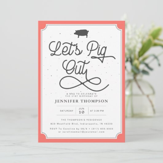 Laten we het Coral Navy BBQ-verjaardagsfeest uitzo Kaart (Staand voorkant)