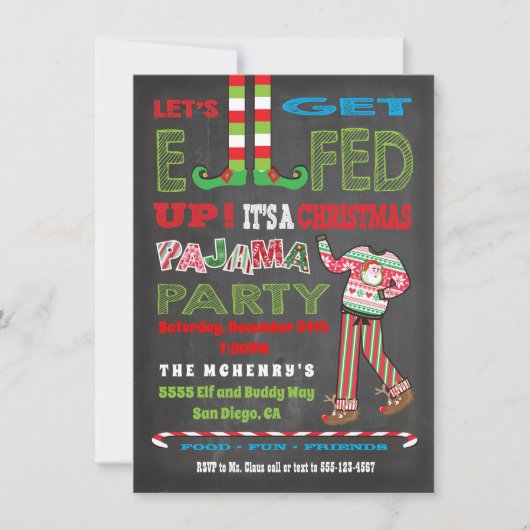 Laten we het Elf-feest Kerstmis Pyjama Feestje doe Kaart (Voorkant)