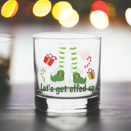 Laten we het Elf-feest vieren Humoristische Kerstm Whisky Glas