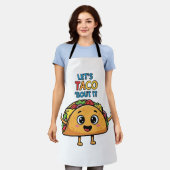 Laten we het erover hebben – Grappige Taco Cartoon Schort (Gedragen)